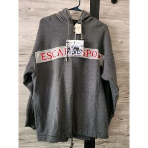 Vintage Escada Sport Gray / Red hoodie Pullover Cotton Size Medium NWT